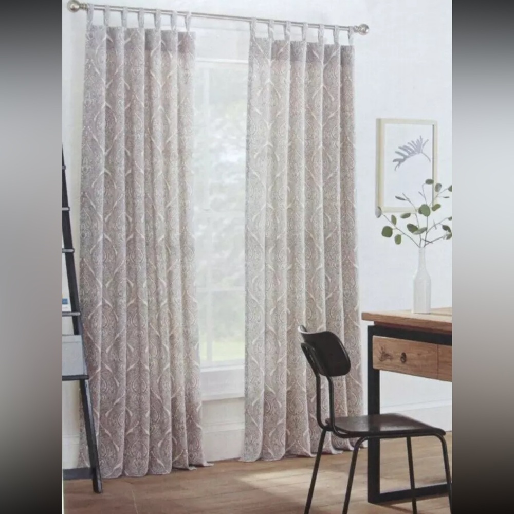 NWOT Linden Street 84” Linen Cream/Pink/Gray Paisley Curtains